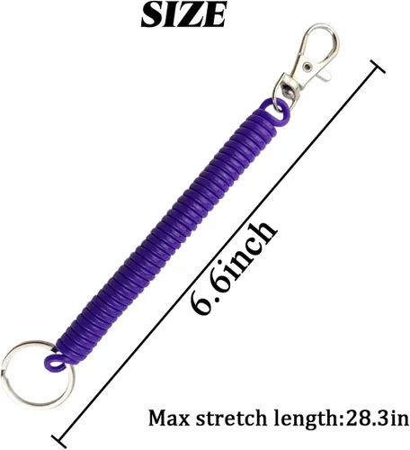 Miniatura 2 de TIHOOD 14PCS Spiral Retractable Spring Coil Keychain Theftproof Anti-lost Stretch Cord Safety Key Rings