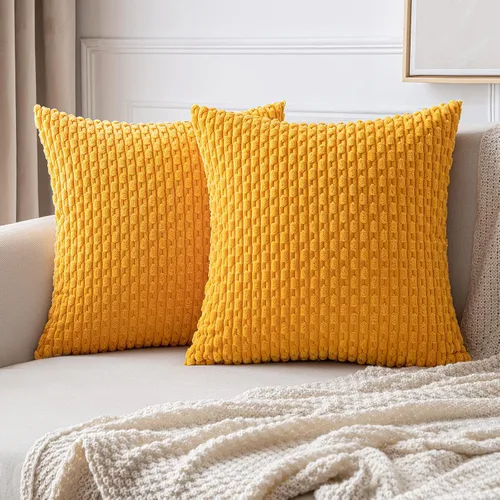 Miniatura 15 de MIULEE - Paquete de 2 fundas de cojín decorativas, modernas y boho, de terciopelo, con textura a rayas, para sofá, cama, sala de estar, decoración