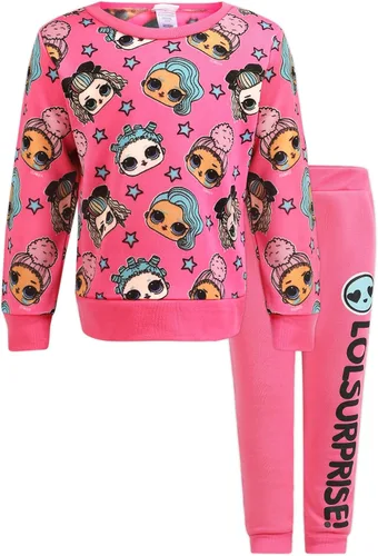 LOL Surprise Dolls - Conjunto de sudadera y pantalón deportivo para niñas pequeñas y grandes, rosanegro