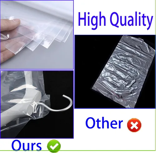 Miniatura 5 de Paquete de 20 fundas de plástico transparente (18 x 28 pulgadas), para ropa de niños, bolsas de tintorería, fundas de ropa para colgar, bolsas