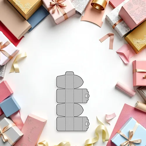Miniatura 3 de Troqueles de corte de metal plateado, caja de regalo de caramelos, plantillas para hacer cajas de troqueles para manualidades, álbumes de recortes