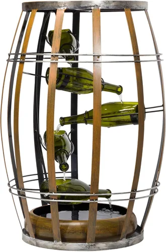 Miniatura 9 de Alpine Corporation IPS246 - Fuente rústica de 31 pulgadas con niveles de barril de vino con luces LED, función de agua en cascada