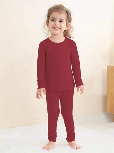 Miniatura 31 de GUISBY Conjunto de pijama de rayón de bambú para niños y niñas, ajuste cómodo, para uso diario, conjunto de pijama de 2 piezas