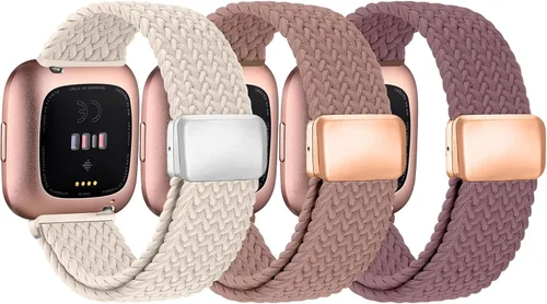 Miniatura 15 de Pack de 6 bandas de nailon compatibles con Fitbit Versa, banda de reemplazo suave, elástica, ajustable y elegante, adecuada para hombres y mujeres