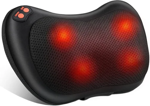 Brelley Masajeador de cuello y espalda con calor Shiatsu eléctrico de tejido profundo masaje para cuello, espalda, hombros y piernas, regalo para