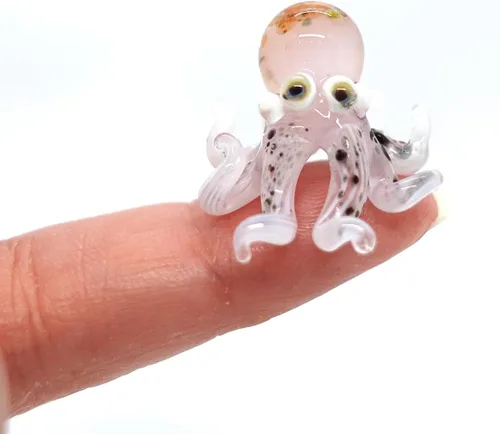 Miniatura 7 de Pulpo diminutas micro figuras sopladas a mano de vidrio de color arte animales coleccionables regalo decoración del hogar (negro)