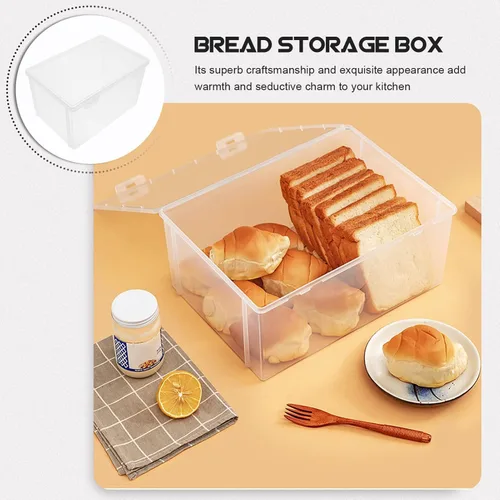 Miniatura 6 de UPKOCH Contenedor de pan hermético para almacenamiento de pan, caja de tostadas, dispensador de pan y pasteles, dispensador de ahorro transparente