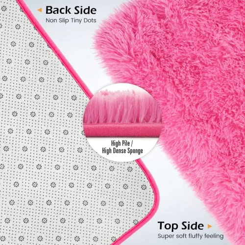 Miniatura 5 de Amearea Alfombra de Área Peluda Esponjosa para Dormitorio de Niñas Sala de Estar, Extra Suave y Difusa Alfombras Peludas, Antideslizante, Alfombra