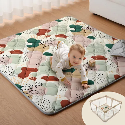Miniatura 14 de Blissful Diary Alfombras de Juego para Bebés para Piso, Alfombra de 50x50 Pulgadas para Gatear para Corral, Alfombras de Juego de Espuma