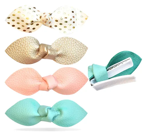 Miniatura 7 de Pinzas antideslizantes para el pelo de cocodrilo para niñas – Juego de 4 pinzas de pelo de conejo de piel sintética para niños pequeños y bebés