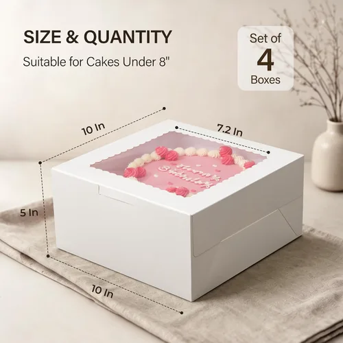 Miniatura 2 de Kootek 4pcs Cake Boxes with Window, 10 x 10 x 5 Inches Bakery Boxes Treat Cookie Dessert Boxes Pastry Box for Cake, Chocolate Covered Strawberries