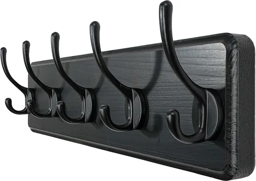 Miniatura 20 de WEBI Perchero de Abrigo Montado en Pared, Ganchos de Abrigo Montados en Pared, 16" de Agujero a Agujero, Colgador de Abrigo de Pared, Riel de Madera