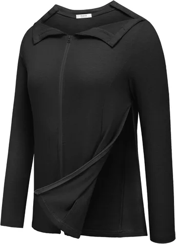 Miniatura 8 de Deyeek Camisas de mastectomía con bolsillos de drenaje, para después de la cirugía de hombro, tops para mujer de quimioterapia de manga larga