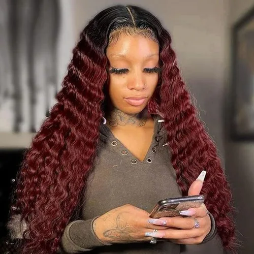 Miniatura 13 de INSTASTYLE Pelucas Rizadas Sintéticas de 30 Pulgadas para Mujeres Peluca de Cabello Largo Negro Frente de Encaje 4" Cuero Cabelludo Simulado Natural