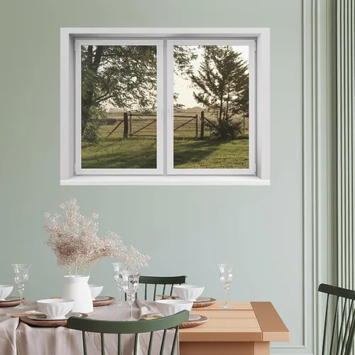 Miniatura 13 de SIGNWIN Adhesivo de pared removible/mural de pared para ventana, vegetación exuberante y árboles iluminados por el sol, fotografía, realismo