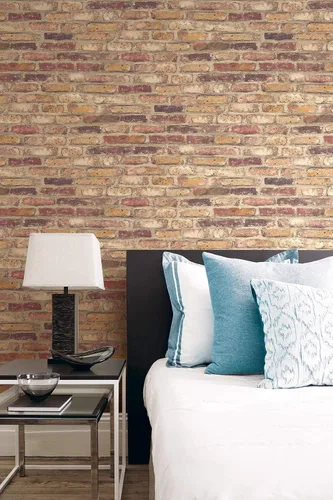 Miniatura 5 de NextWall Papel tapiz de ladrillo rojo rústico sintético para despegar y pegar