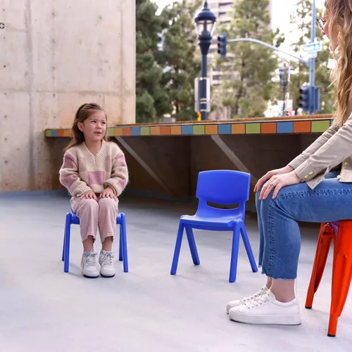 Miniatura 2 de ECR4Kids Silla Escolar Apilable de 12 Pulgadas de Plástico, Muebles para Aula, Azul, Paquete de 4