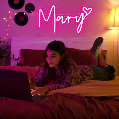 Miniatura 7 de Letrero de neón grande con el nombre Mary para decoración de pared, luz de neón LED con el nombre Mary para dormitorio de niños, decoración