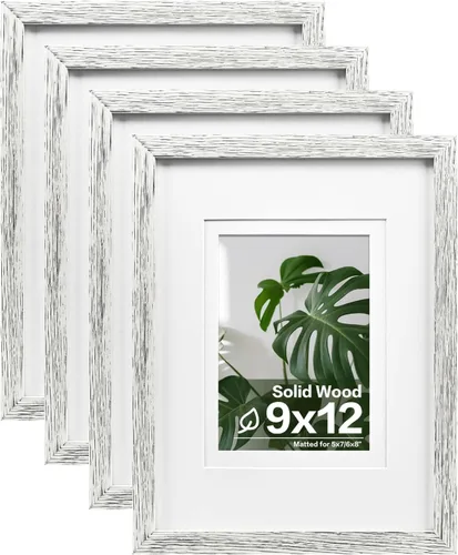 Miniatura 10 de Egofine - Juego de 4 portarretratos 8 x 10 pulgadas de madera maciza y cubierta de plexiglás de 4 x 6/5 x 7 pulgadas con paspartú u 8 x 10 pulgadas