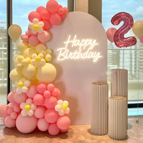Miniatura 2 de Letrero de neón de feliz cumpleaños blanco cálido, luz de neón LED para decoración de fiesta de cumpleaños, alimentado por letreros de neón USB