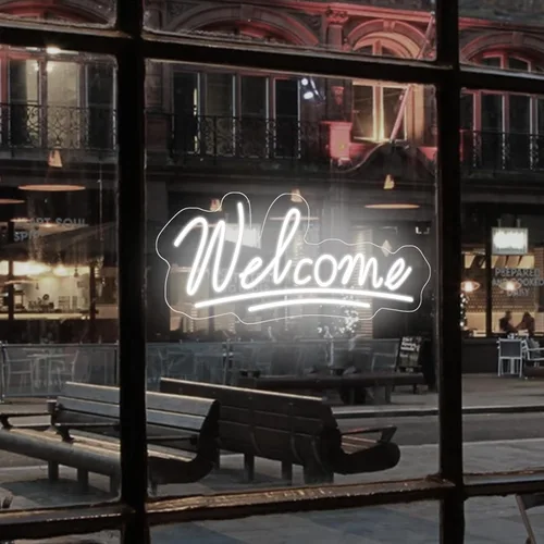 Miniatura 9 de Letrero de neón de bienvenida con luz LED de neón para negocios, letrero de negocios para ventana de tienda, tienda de vidrio, floristas, bares