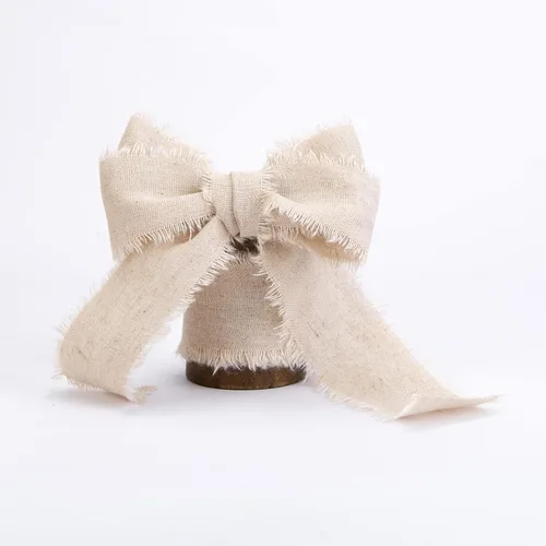 Miniatura 6 de Vitalizart - Cinta de algodón beige nude de 1-1/2 pulgadas, cinta de lino con flecos deshilachados rústicos para envolver regalos, invitaciones
