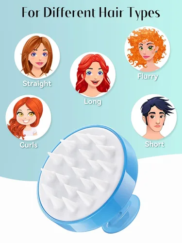 Miniatura 48 de HEETA Masajeador de cuero cabelludo para el crecimiento del cabello, cepillo de champú exfoliante de cuero cabelludo de silicona suave para Rojo