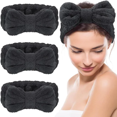 Miniatura 20 de Diadema de toalla de 3 piezas para mujer, diadema de maquillaje para lavar la cara, maquillaje de spa, diadema de microfibra con lazo para la ducha