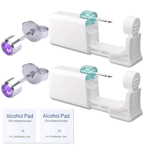 Miniatura 10 de Kit de perforación de orejas YINPAD - Pistola de perforación desechable cargada previamente con clavos de diferentes estilos de 5MM, kit