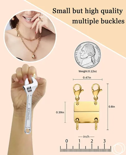 Miniatura 2 de Kcctoo Collar con cierre de capas, separadores de joyas, oro y plata, cierre magnético de collar múltiple para mujer con aspecto en capas