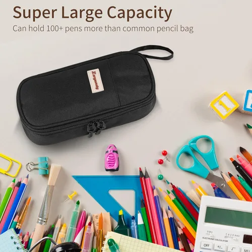 Miniatura 5 de Zzrywuty - Estuche de bolígrafos con cremallera, estuche de lápices portátil para oficina y viajes, estuche grande para lápices para adolescentes
