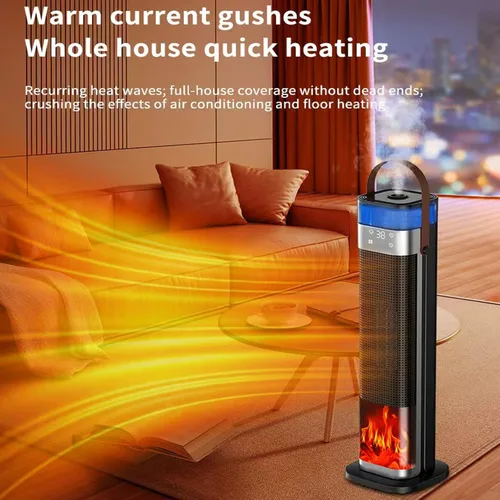 Miniatura 3 de Calentador de espacio para interiores, calentador de cerámica PTC de 25 pulgadas y 1500 W con función de atomización y humidificación, 3 modos