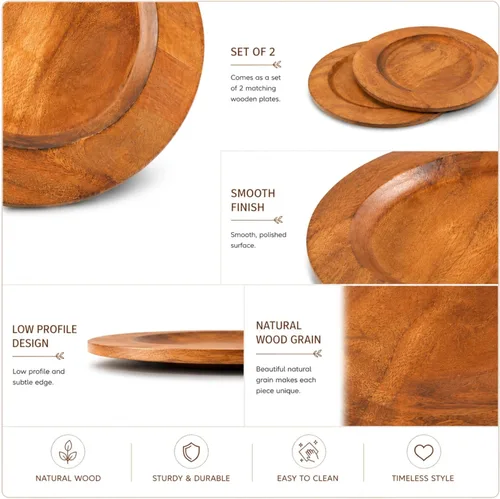 Miniatura 5 de Plato de servir, plato de madera de mango, platos únicos de madera de mango, platos hechos a mano de primera calidad, elegantes platos de servir