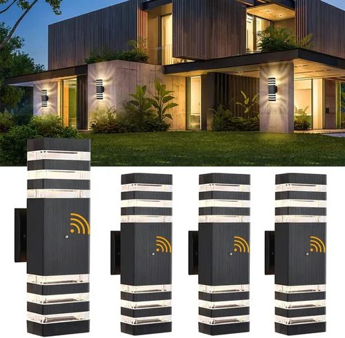 Miniatura 11 de DASTOR Lámpara de pared para exteriores del anochecer al amanecer, luz blanca cálida de 3000 K hacia arriba y hacia abajo, aplique de pared al aire