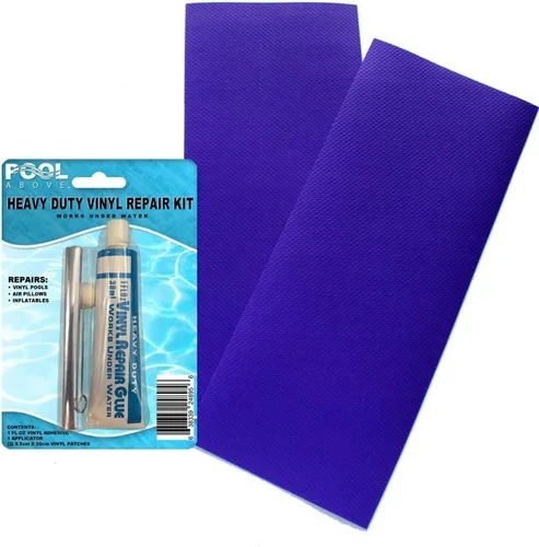 Miniatura 20 de Paquete de 2 parches de reparación de vinilo azul polvo resistente de 4 x 10 para botes inflables y piscinas Azul polvoriento