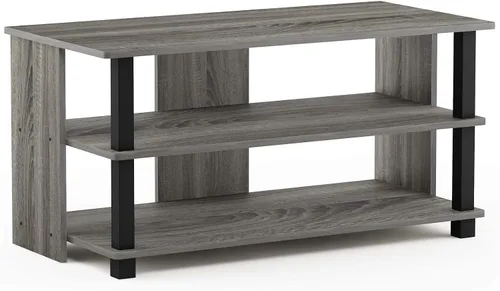 Miniatura 13 de Furinno Beginning - Soporte de TV rectangular de 2 niveles con estante abierto, consola de TV para TV de hasta 36 pulgadas, parte trasera abierta