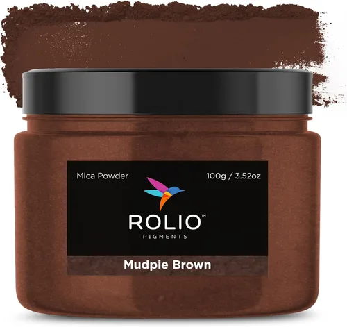 Rolio Polvo de mica marrón de alta calidad, marrón Mudpie (3.5 onzas), 1 tarro de polvo de pigmento para resina epoxi, tinte, fabricación de jabón,