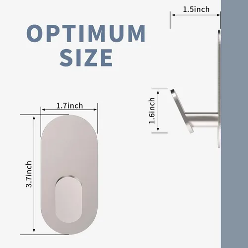 Miniatura 7 de Ganchos adhesivos para toallas para baños, paquete de 2, acero inoxidable níquel cepillado y aleación de zinc, ganchos de pared pegajosos