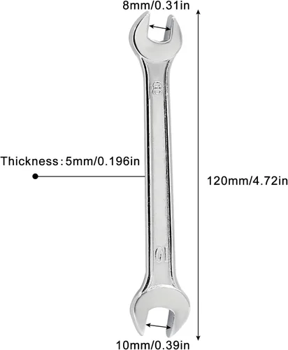 Miniatura 2 de Llave de extremo abierto de 0.197 in de grosor 0.315 in x 0.394 in llave de extremo abierto doble para mantenimiento general, métrica