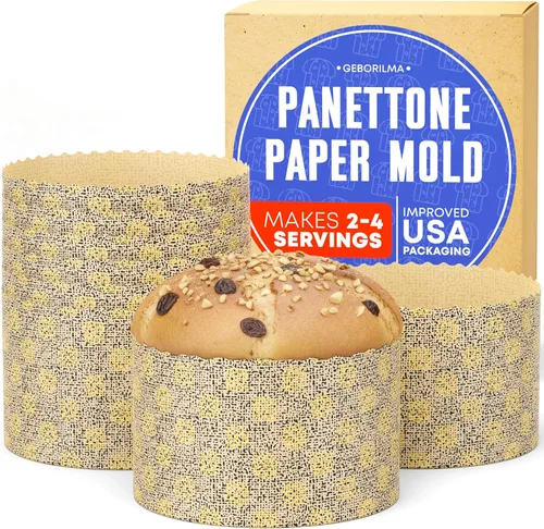 Miniatura 10 de Molde de papel para panettone premium mediano - 18 oz Molde desechable para panettone de 5 pulgadas 500 g - 12 unidades de formas para hornear paska