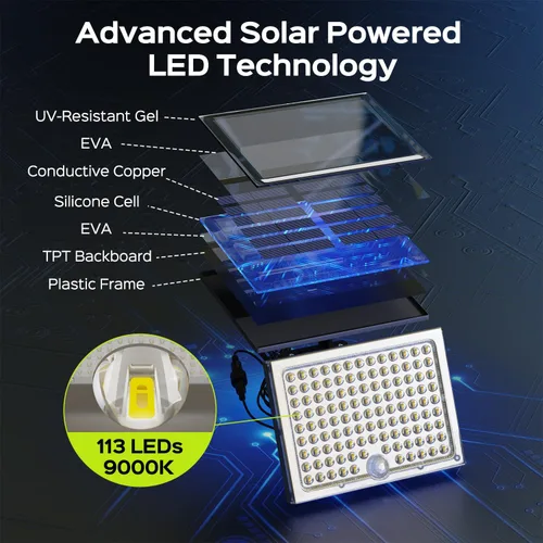 Miniatura 6 de JACKYLED Paquete de 4 focos solares para exteriores, focos solares impermeables con sensor de movimiento, iluminación de seguridad del atardecer al