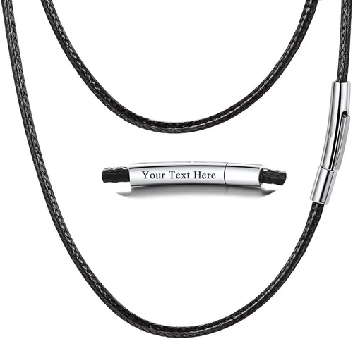 Miniatura 29 de PROSTEEL Collar de cuero impermeable para hombre, 0.079 in/0.118 in, 16 a 30 pulgadas, con cierre de acero inoxidable, cadena de bricolaje