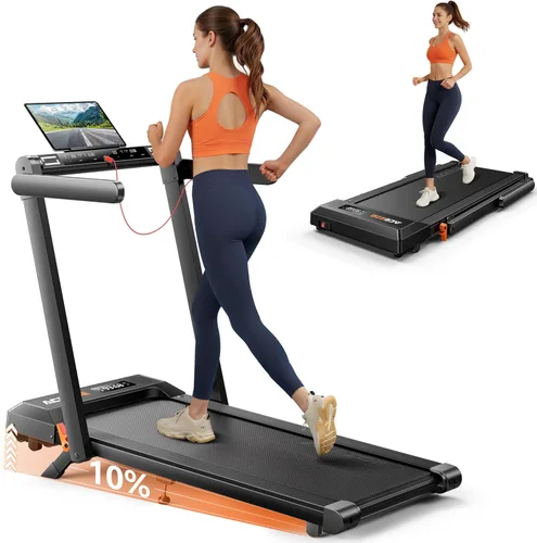 Acezoe Foldable Treadmill with 10% Incline and Handle Bar, 4 in 1 Foldabla Treadmills for Home, Under Desk Treadmill with 300LBS Capacity, Walking