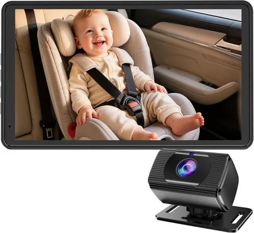 Cámara de Coche para Bebé Rohent de 7.2 Pulgadas: Cámara Trasera para Asiento Trasero Infantil de 1080P HD con Visión Nocturna, Rotación de 360°,