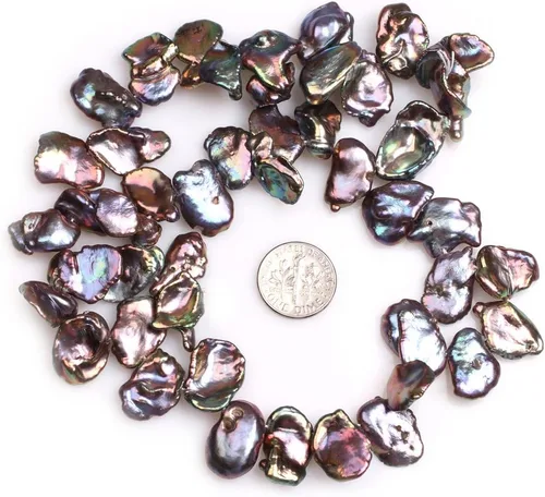 Miniatura 4 de Cuentas de perlas cultivadas de agua dulce para hacer joyas, piedras preciosas naturales de 0.906 x 1.024 in, moneda blanca grande grande de 15