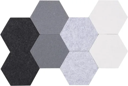Miniatura 6 de LAJAR 8 Piezas de Azulejos Hexagonales de Fieltro para Tablero de Anuncios, Azulejos de Fieltro Autoadhesivos para Pared para Fotos, Imágenes, Negro
