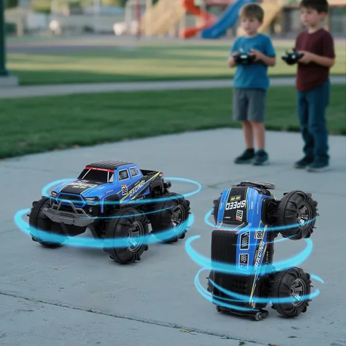 Miniatura 7 de QXHOL - Camión monstruo impermeable RC con gesto, vehículo de control remoto de 4WD anfibio controlado a mano para niños, vehículo todo terreno