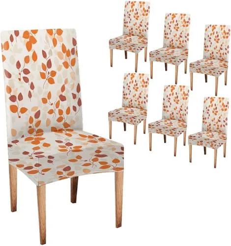 Miniatura 86 de CAPSCEOLL Juego de 4 fundas elásticas para sillas Parsons de color marrón y gris, universales, extraíbles y lavables, fundas de asiento protectoras