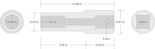 Miniatura 81 de TEKTON Encastre de 3/8 pulgadas x 0.669 in Zócalo de impacto de 12 puntos poco profundo SID12317
