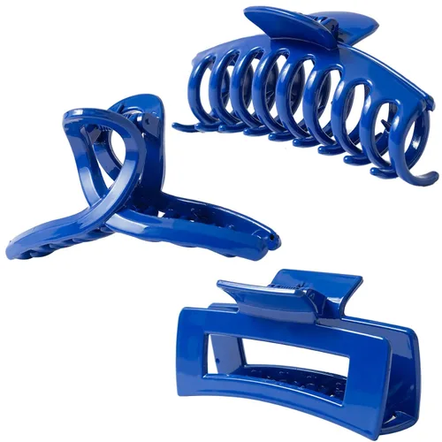 Miniatura 15 de Pinzas grandes para el cabello grueso, fino y fino, dientes de sujeción fuerte, pinzas de mandíbula granate entrelazadas para mujeres, juego de 3